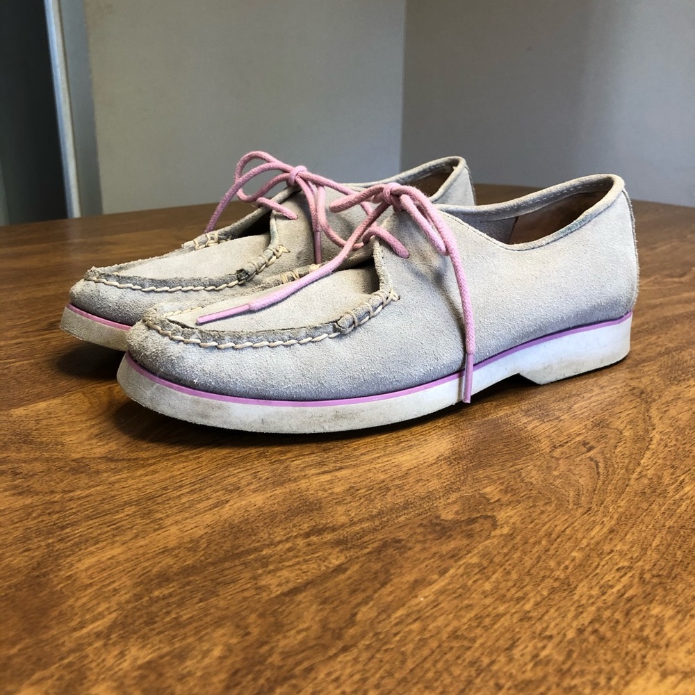 Sperry A/O Top Sider Boat shoe gray & pink.